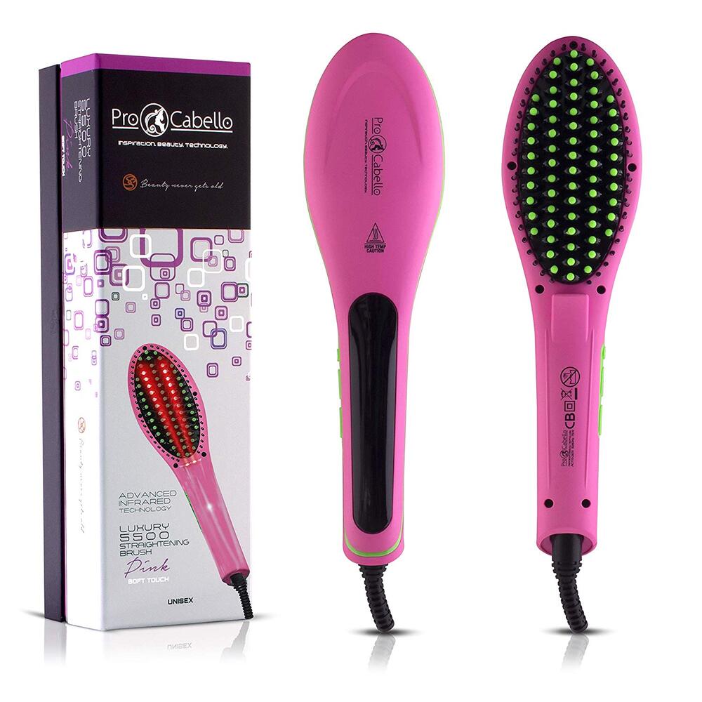 ProCabello Luxury 5500 Infrared Hair Straightening Brush - Pink Soft Touch